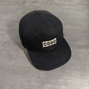 Vintage 60s 70s Case Tractor Snapback Hat Black Patch Water Repellent Cap